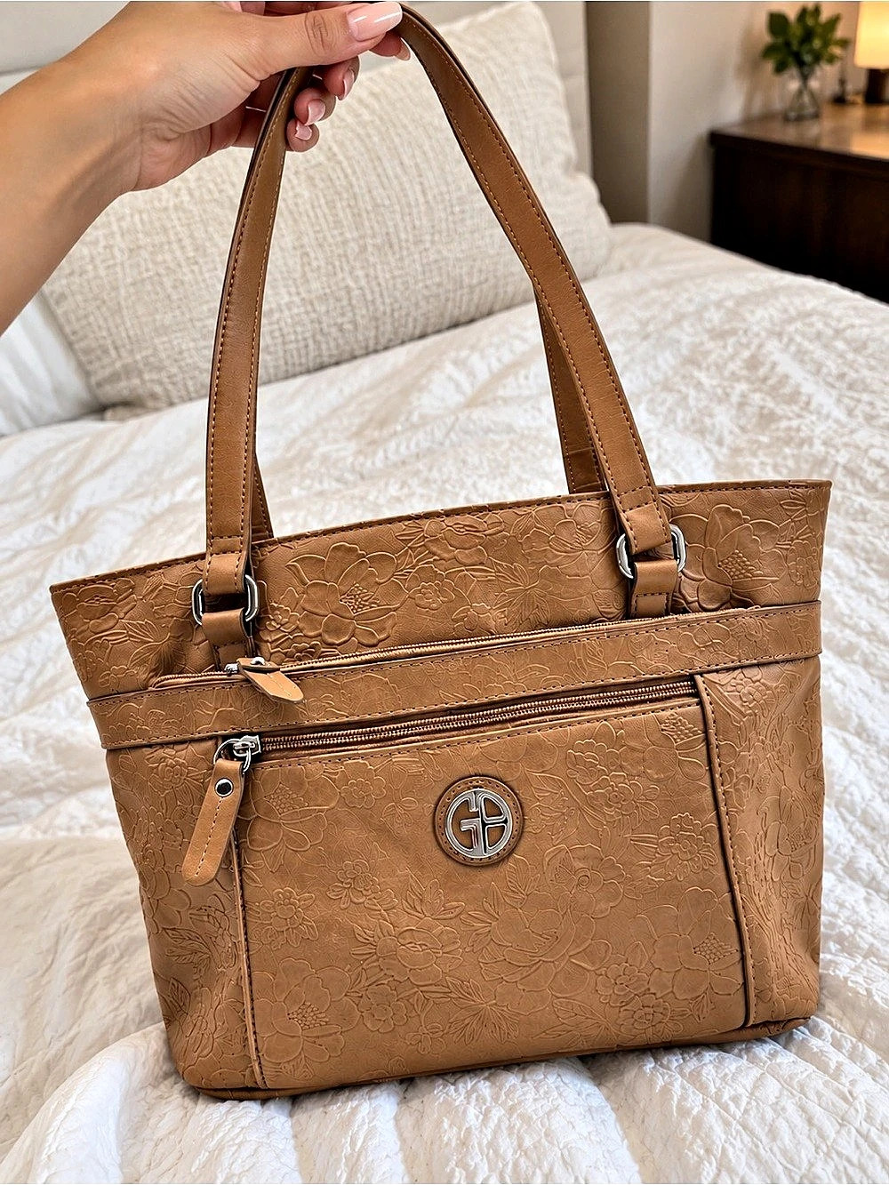 Giani Bernini Embossed Tote in Brown
